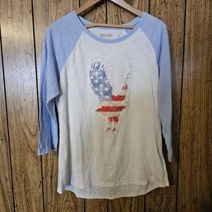 SHYANNE Patriotic Eagle Ringer Tee - Large